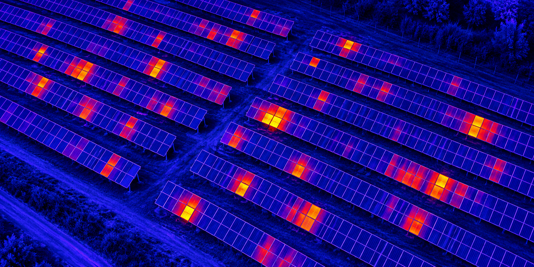 Thermalmotiv einer PV-Inspektion per Drohne